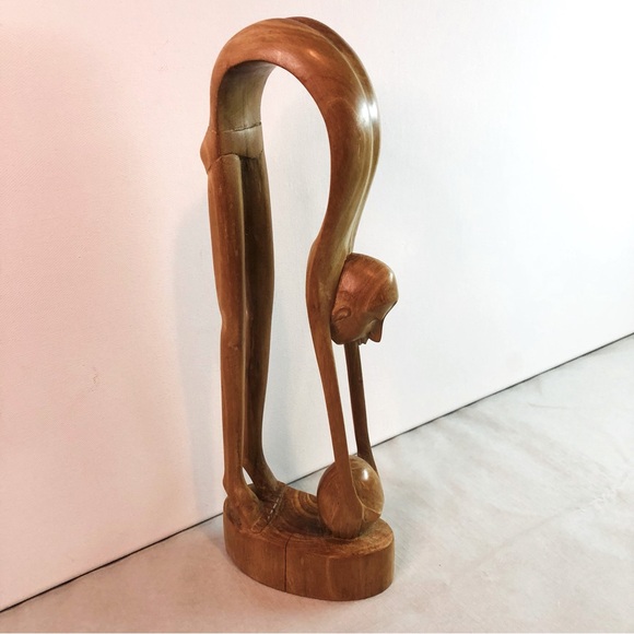 14 Inch Wood Carving Acrobat Man Stretching Holding A Ball - Picture 1 of 15